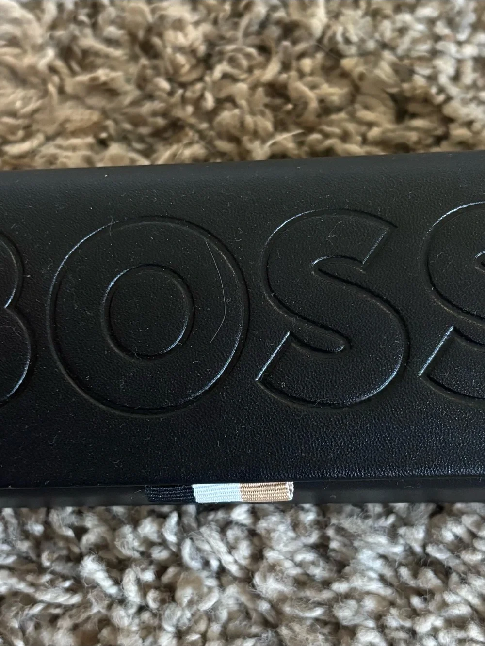 Boss Black Leather Wallet with Tricolor Ribbon Detail unisex mint